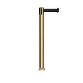 Montour Line Stanchion Belt Barrier Fixed Base Pol.Brass Post 9ft.Black Belt MX630F-PB-BK-90